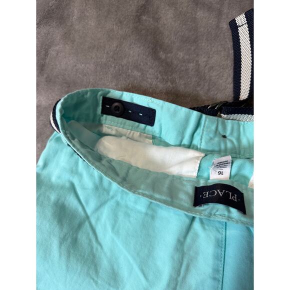 NWT Place SZ 16 Shorts Turquoise Light Blue w Belt Adjustable 10” Inseam Preppy - Picture 5 of 7